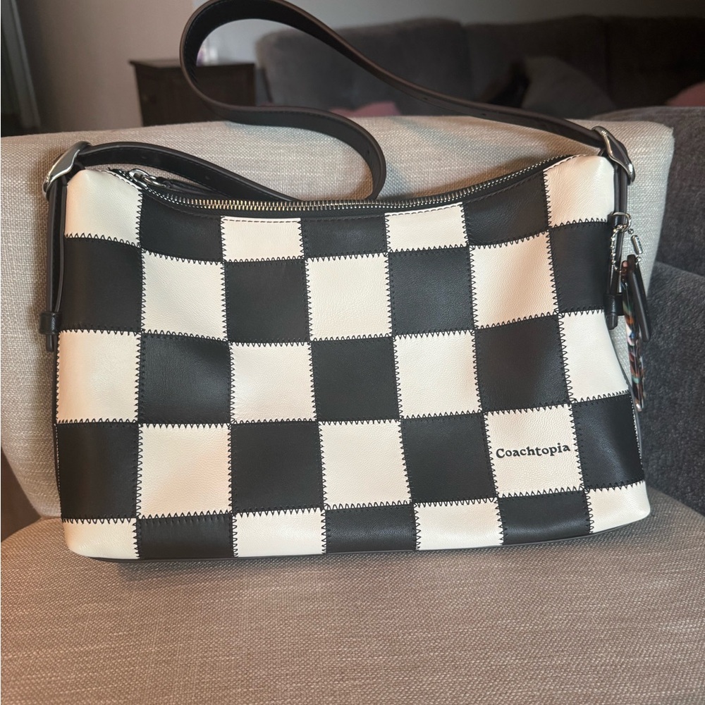 Coachtopia Alter Ego Black and White Checkerboard Shoulder Bag